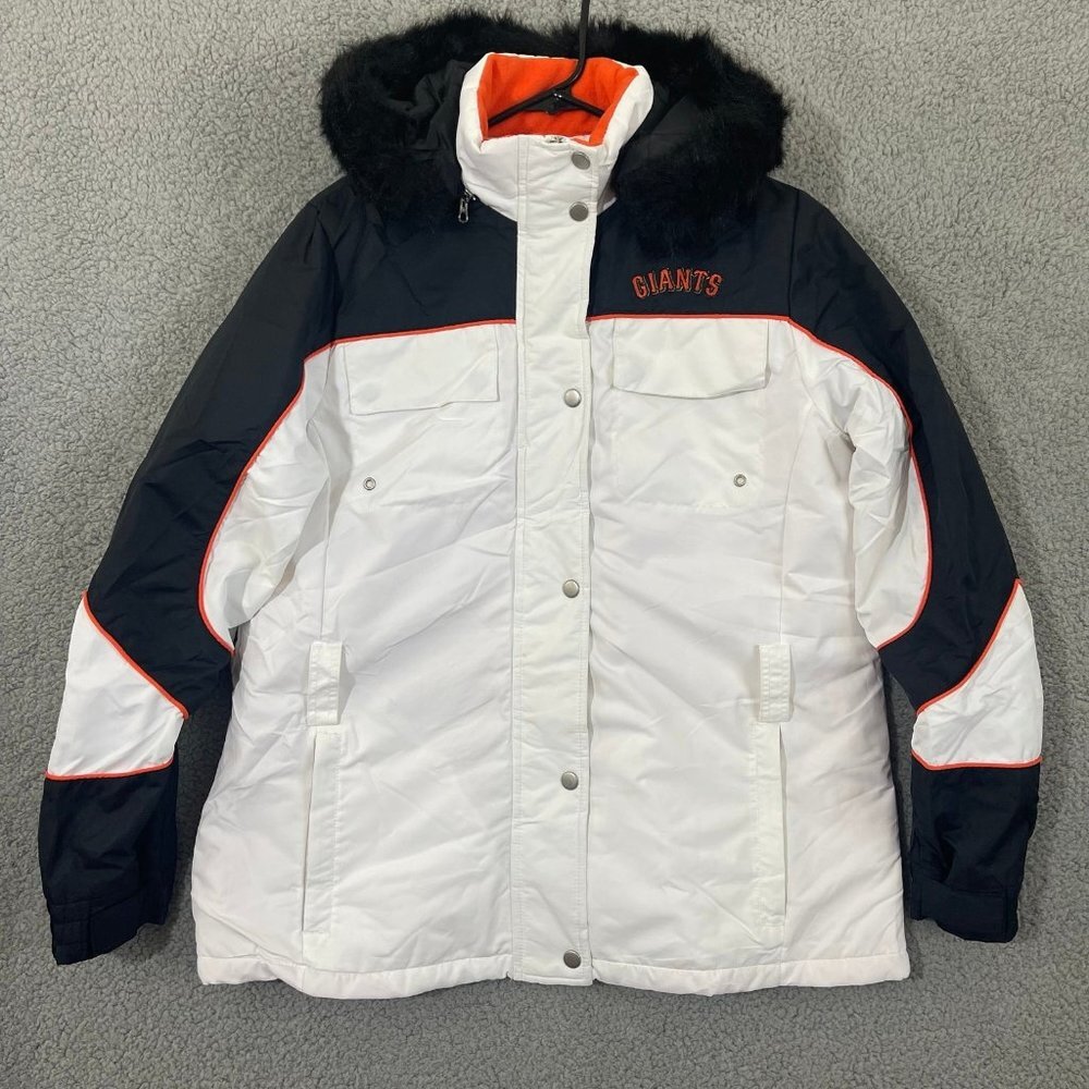 San Francisco Giants Jacket Women’s Medium Winter Quilted Puffer Coat Fleece MLB